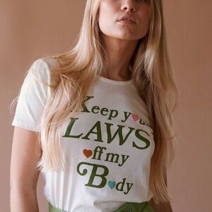 SugarHigh LoveStoned “Keep Your Laws Off My Body” Graphic Tee White Size S